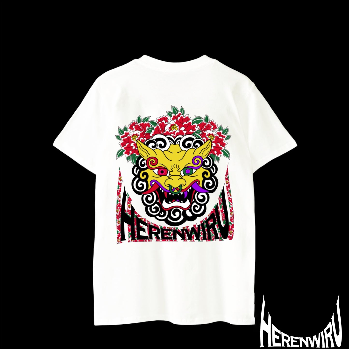 Lion& Peony WhiteT-shirt